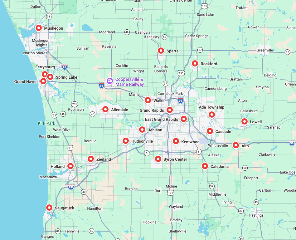 dry solutions map of service area west michigan